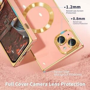 Magnetic Square Case for iPhone 15 Compatible with Magsafe Pink